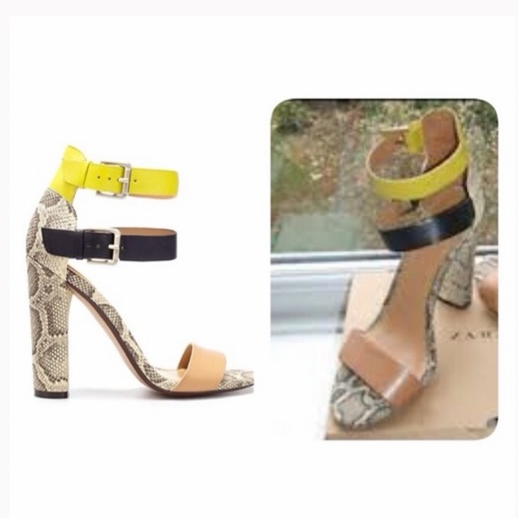Zara Shoes - ZARA COLLECTION Color Block and Animal Print Heeled Sandals/PREOWNED